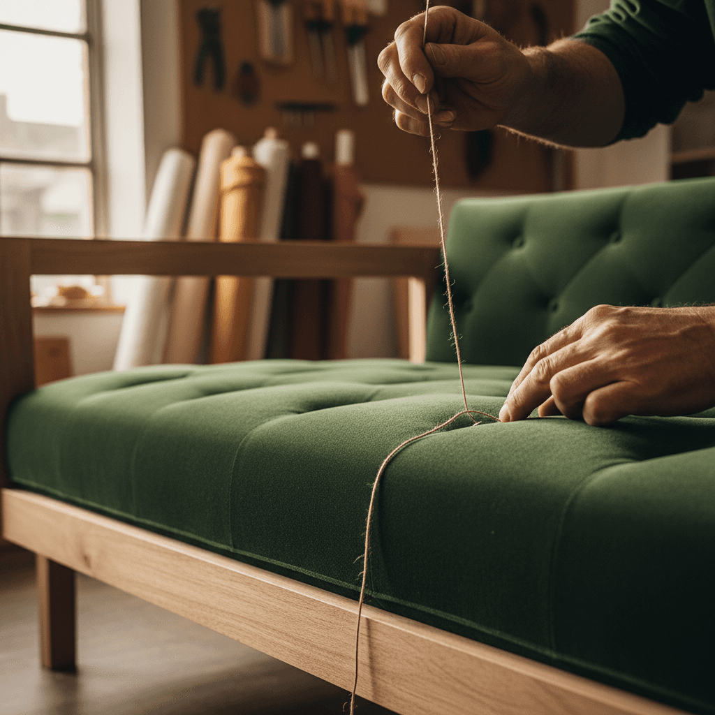 Professional furniture reupholstery with precision finishing